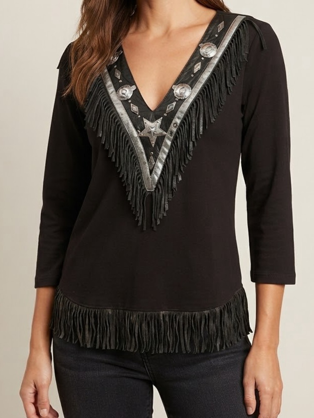 Whittal & Shon Vintage Western Cowgirl Fringe Top Small